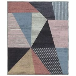 RugSmith Turquoise Offset Mid-Century Geometric Area Rug