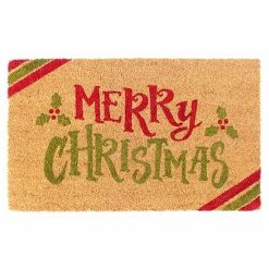 RugSmith Merry Xmas Diagonal Stripes 18'' X 30'' Doormat