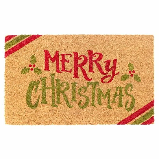 RugSmith Merry Xmas Diagonal Stripes 18'' X 30'' Doormat 3 RugSmith Merry Xmas Diagonal Stripes 18'' X 30'' Doormat