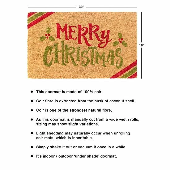 RugSmith Merry Xmas Diagonal Stripes 18'' X 30'' Doormat 4 RugSmith Merry Xmas Diagonal Stripes 18'' X 30'' Doormat - Image 2