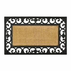 RugSmith Natural Moulded Rubber Coir Irongate Striped Doormat