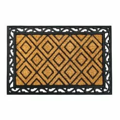 RugSmith Natural Moulded Rubber Coir Diamond Doormat