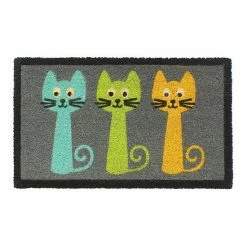 RugSmith Machine Tufted Three Cats Coir Doormat