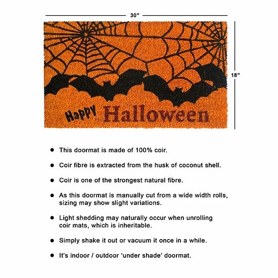 RugSmith Happy Halloween Bat Doormat - 18'' X 30'' 6 RugSmith Happy Halloween Bat Doormat - 18'' X 30'' - Image 4