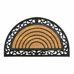 RugSmith Natural Moulded Rubber Coir Half-round Irongate Doormat