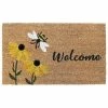 RugSmith Welcome Flowers And Bee Doormat - 18'' X 30''
