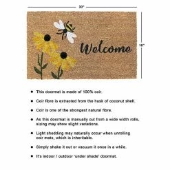 RugSmith Welcome Flowers And Bee Doormat - 18'' X 30'' -RugSmith Shop unnamed file 309
