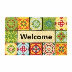 RugSmith Bleah Handloom Woven & Printed Welcome Folk Tile Doormat