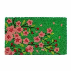 RugSmith Machine Tufted Pink Floral Tree Coir Doormat
