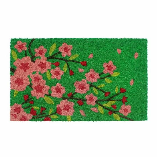 RugSmith Machine Tufted Pink Floral Tree Coir Doormat 3 RugSmith Machine Tufted Pink Floral Tree Coir Doormat
