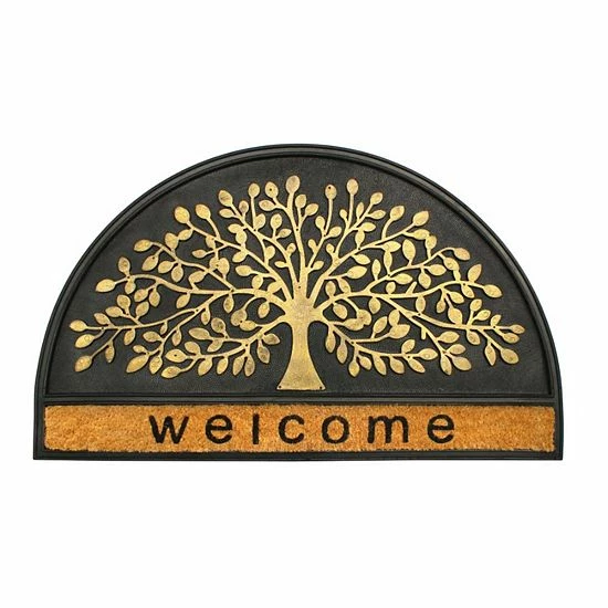 RugSmith Natural Moulded Welcome Tree Half-round Doormat 3 RugSmith Natural Moulded Welcome Tree Half-round Doormat