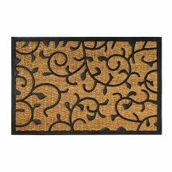 RugSmith Natural Moulded Rubber Coir Vines Doormat