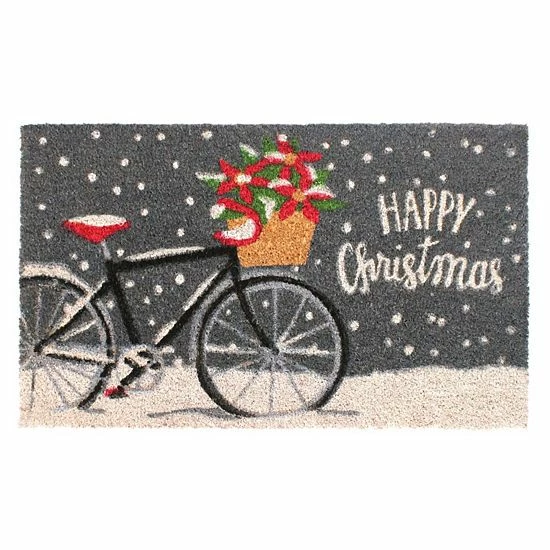 RugSmith Bicycle Happy Xmas 18'' X 30'' Doormat 3 RugSmith Bicycle Happy Xmas 18'' X 30'' Doormat