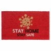 RugSmith Stay Home Stay Safe Red Doormat