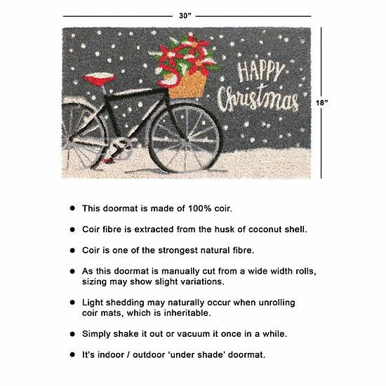 RugSmith Bicycle Happy Xmas 18'' X 30'' Doormat 6 RugSmith Bicycle Happy Xmas 18'' X 30'' Doormat - Image 4