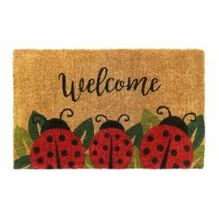 RugSmith Handloom Woven & Printed Ladybug Coir Doormat