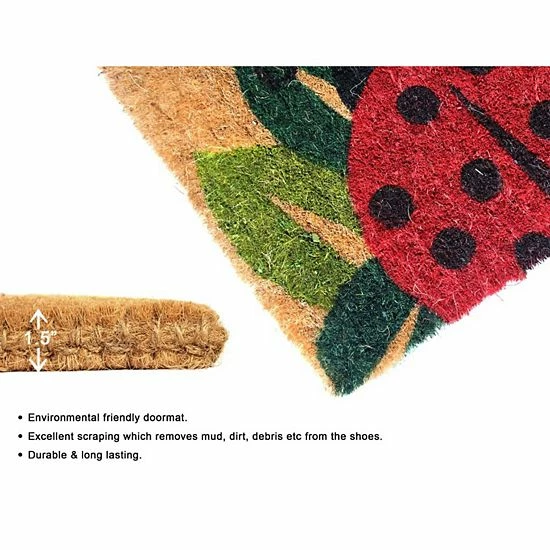 RugSmith Handloom Woven & Printed Ladybug Coir Doormat 4 RugSmith Handloom Woven & Printed Ladybug Coir Doormat - Image 2